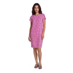 Jude Connally Pink Leopard Shift Dress Women's Size Medium Short Sleeve